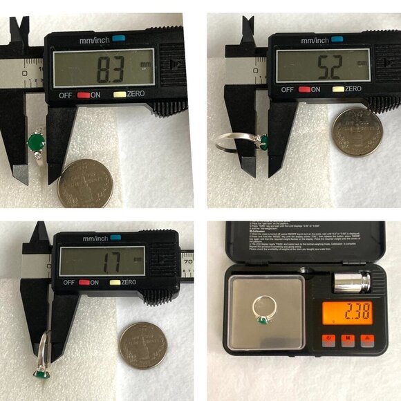 Sterling Silver 925 Round Prong Set Tourmaline & Crystal 3 Stone Ring Sz 6.5 - Picture 10 of 16